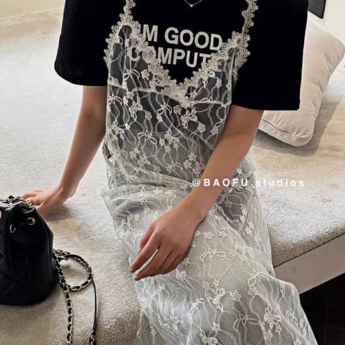 Summer Stylist T-Shirts  With Lacey Dresses